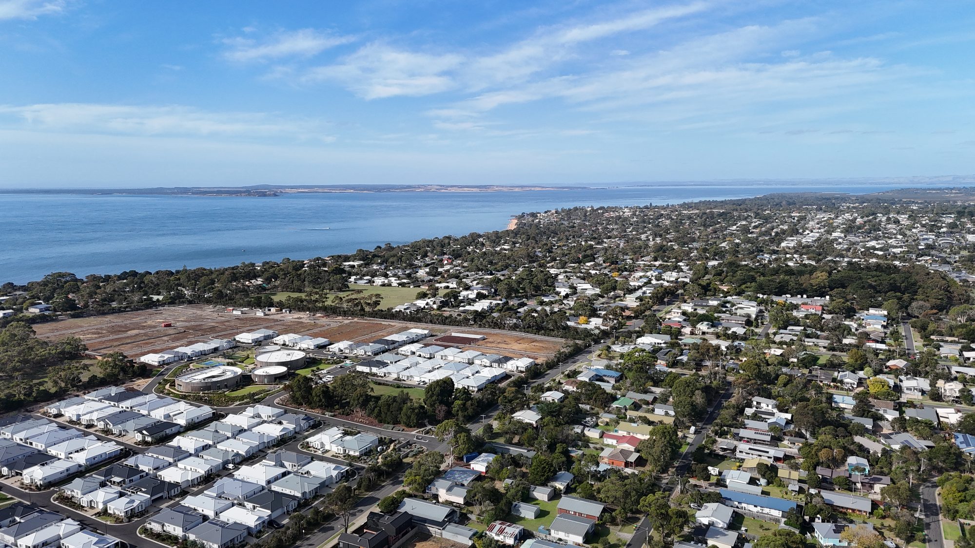 Aerial view of the Phillip Island coastline near Cowes